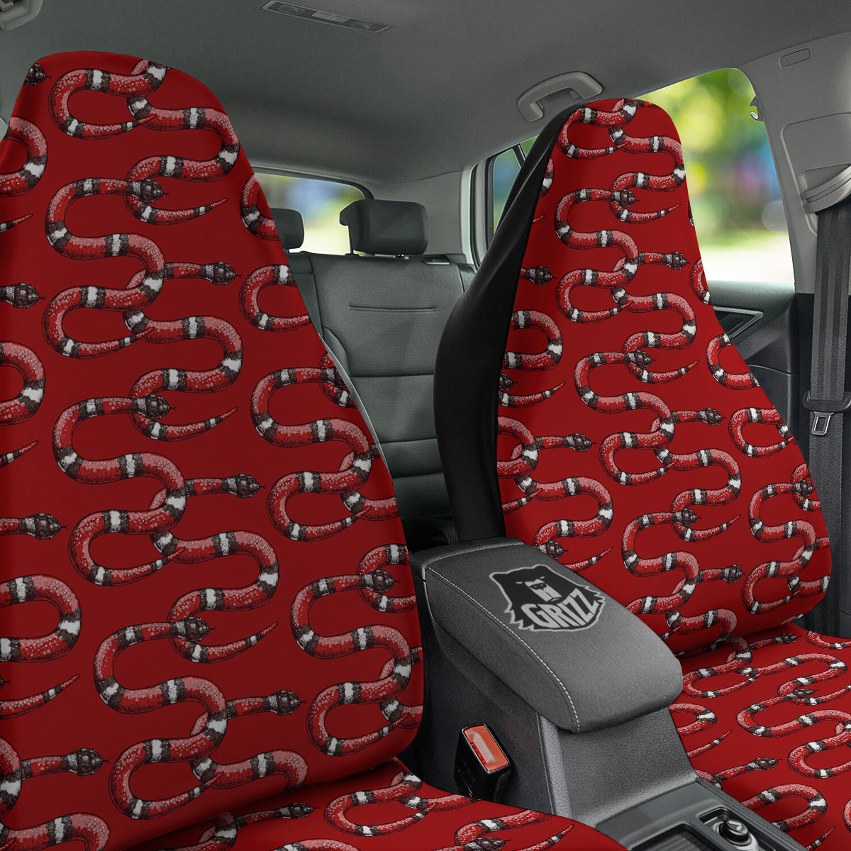 Red Snake Drawing Color Print Pattern Car Seat Covers-grizzshop