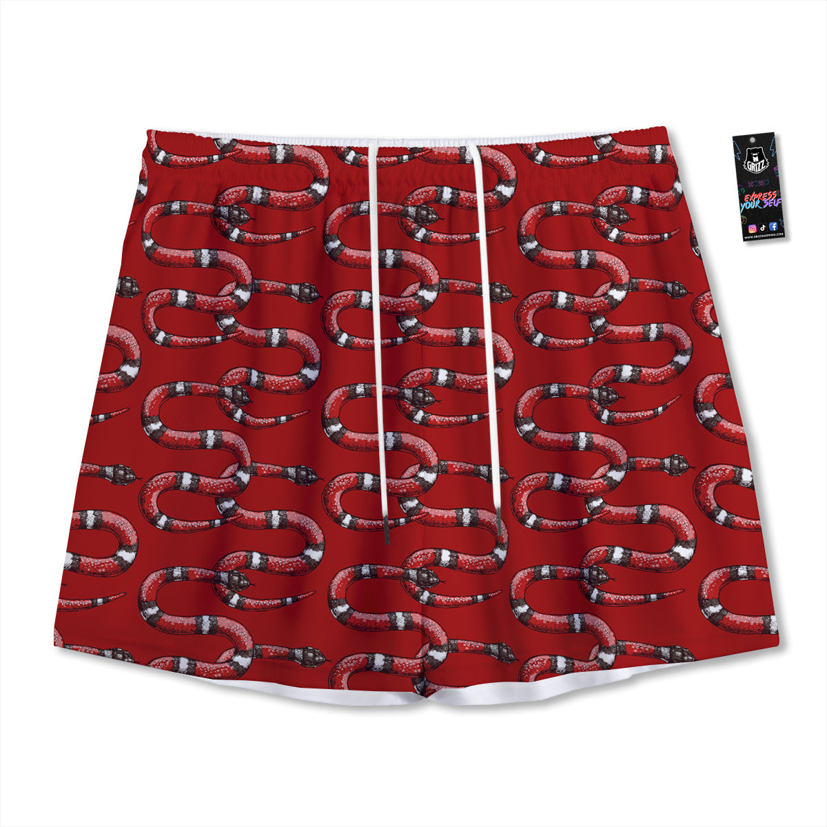 Raccoon Grey Print Pattern Mesh Shorts