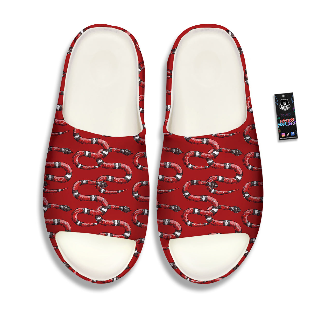 Red Snake Drawing Color Print Pattern Sandals-grizzshop