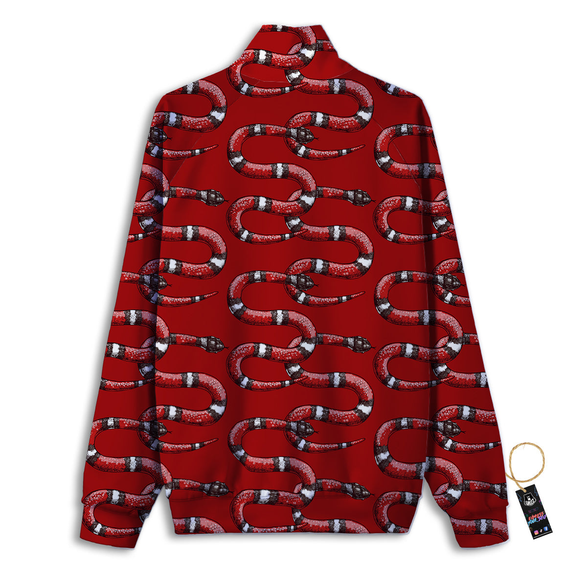 Red Snake Drawing Color Print Pattern Track Jacket-grizzshop