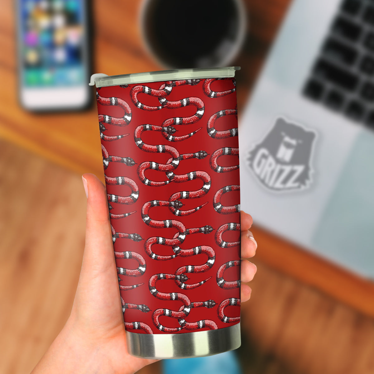 Red Snake Drawing Color Print Pattern Tumbler-grizzshop