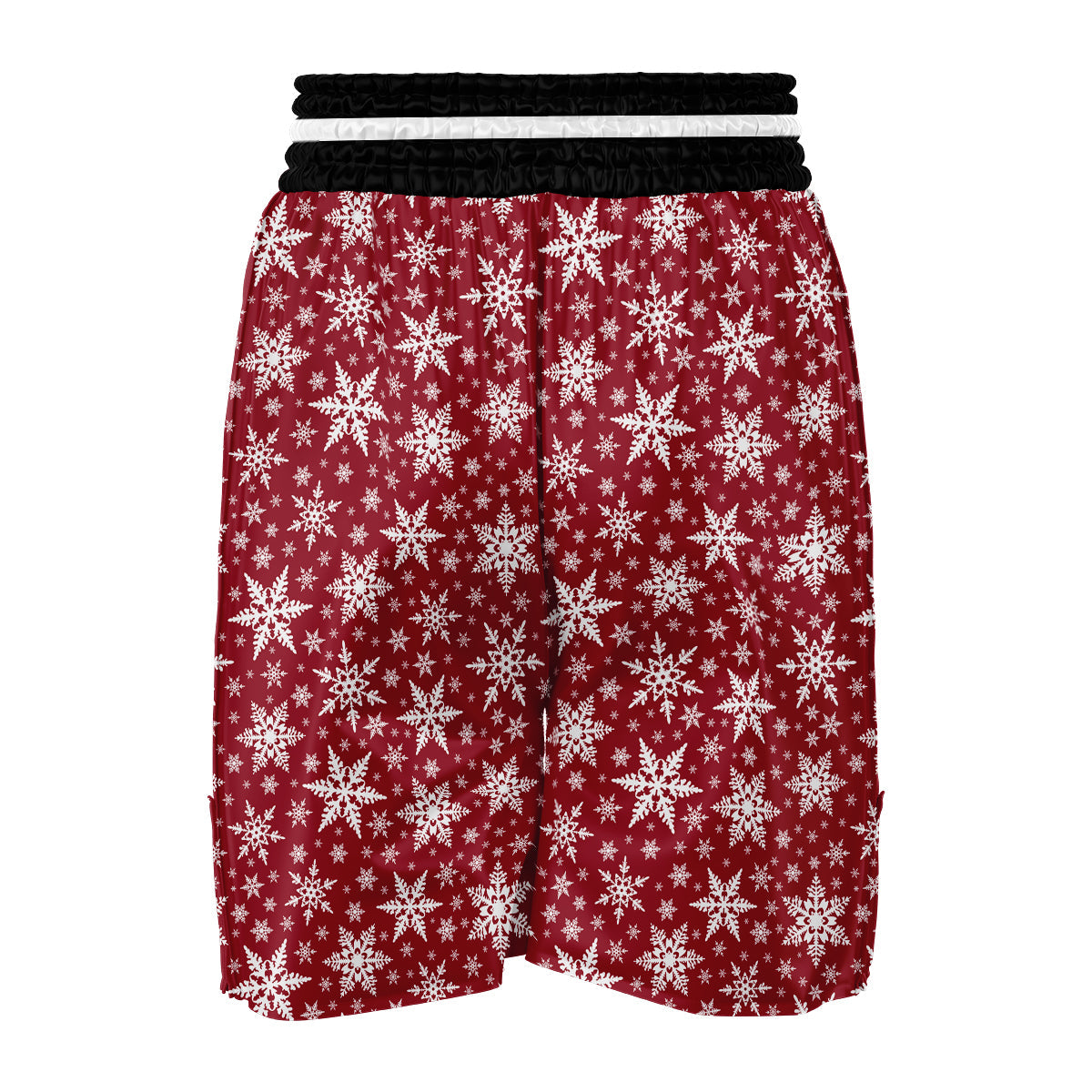 Red Snowflake Pattern Print Boxing Shorts-grizzshop