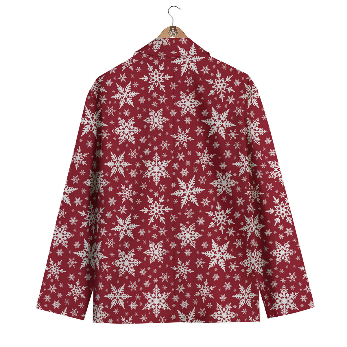 Red Snowflake Pattern Print Men's Blazer-grizzshop