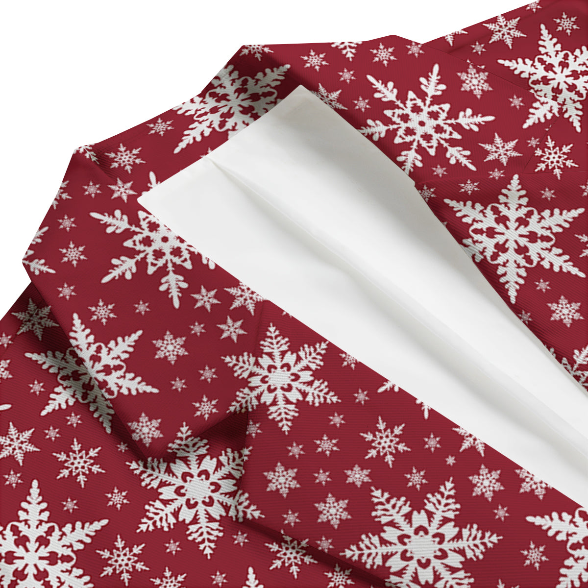 Red Snowflake Pattern Print Men's Blazer-grizzshop