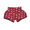 Red Snowflake Pattern Print Muay Thai Boxing Shorts-grizzshop