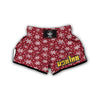 Red Snowflake Pattern Print Muay Thai Boxing Shorts-grizzshop