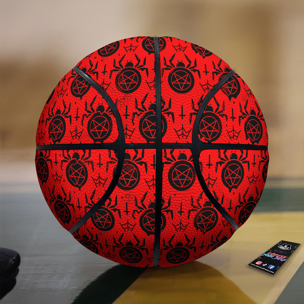 Red Spider Pentagram Print Pattern Basketball-grizzshop