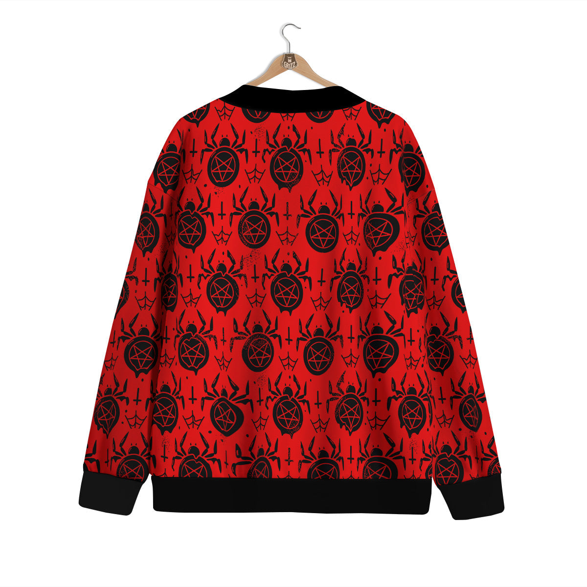 Red Spider Pentagram Print Pattern Cardigan-grizzshop