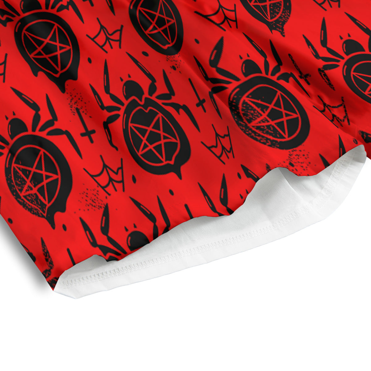 Red Spider Pentagram Print Pattern Men's Athletic Shorts