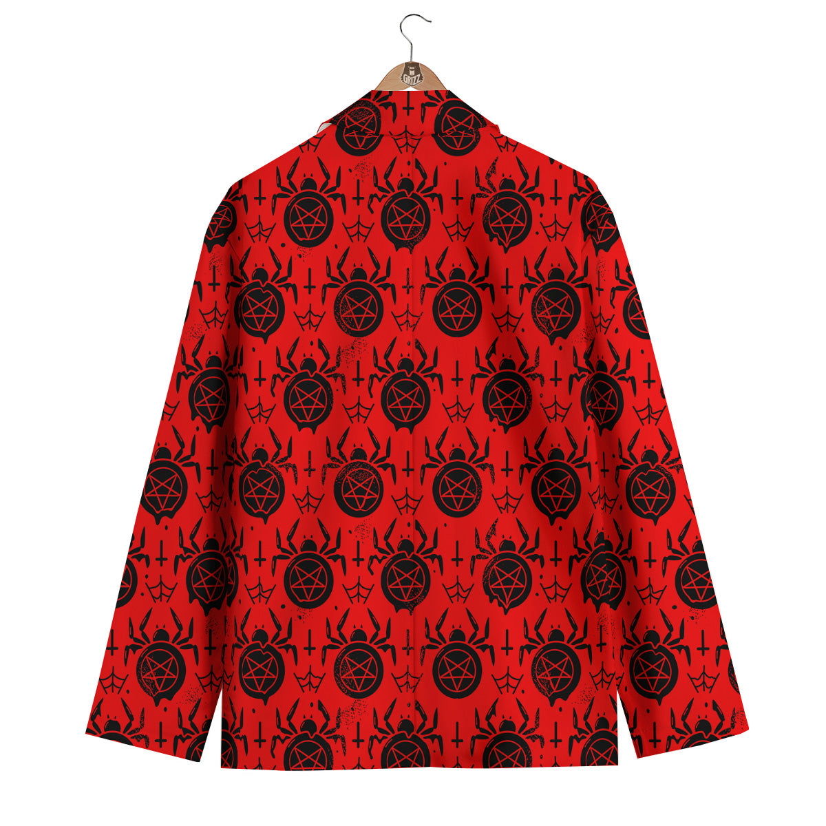 Red Spider Pentagram Print Pattern Men's Blazer-grizzshop