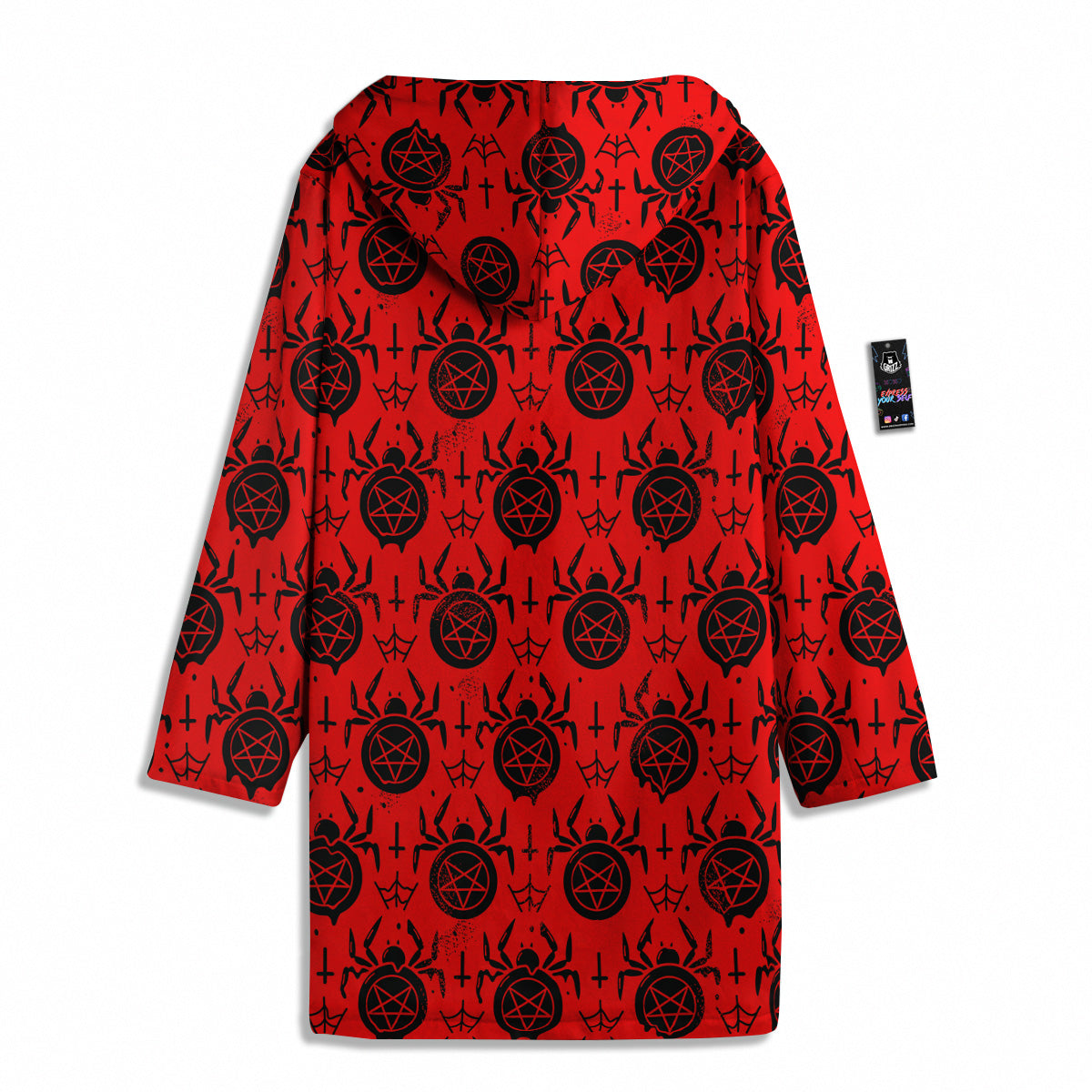 Red Spider Pentagram Print Pattern Men's Windbreaker Jacket-grizzshop