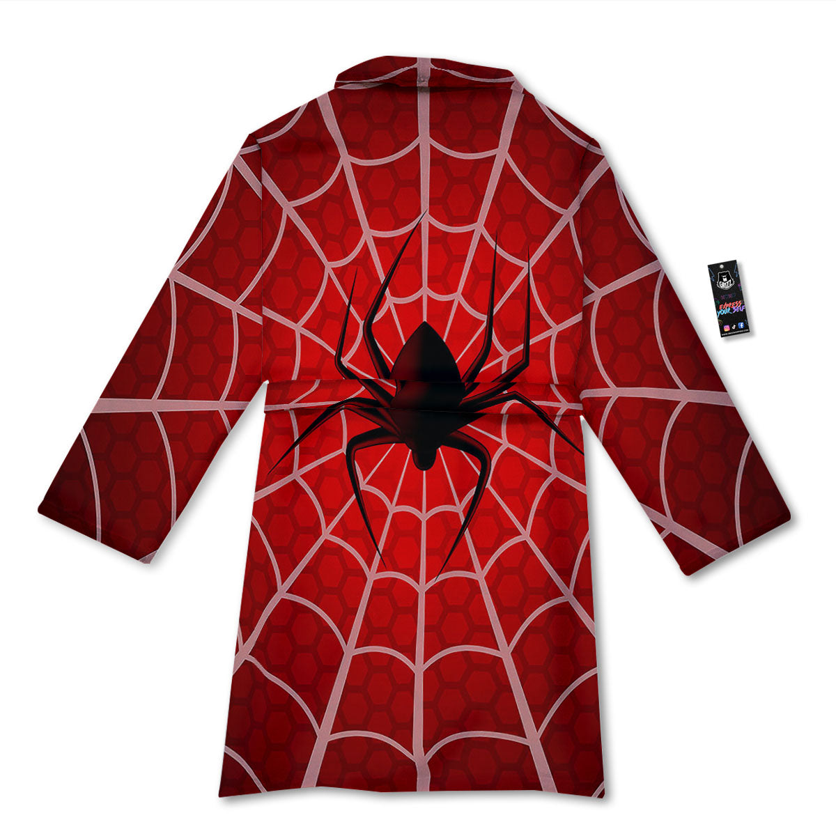 Red Spider Web Cobweb trap Print Bathrobe-grizzshop