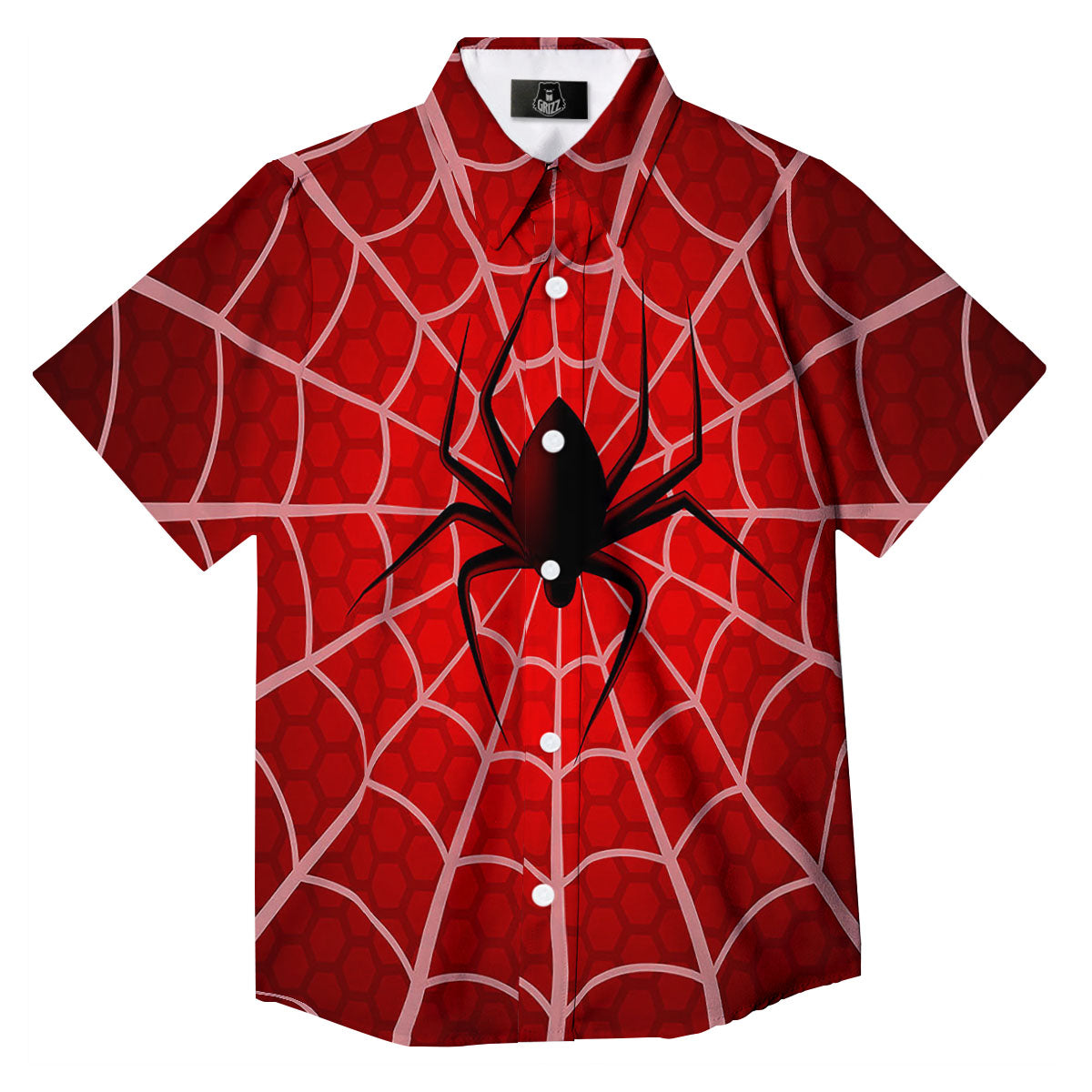 Red Spider Web Cobweb trap Print Button Up Shirt-grizzshop