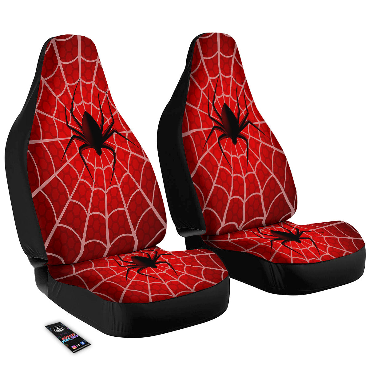 Red Spider Web Cobweb trap Print Car Seat Covers-grizzshop