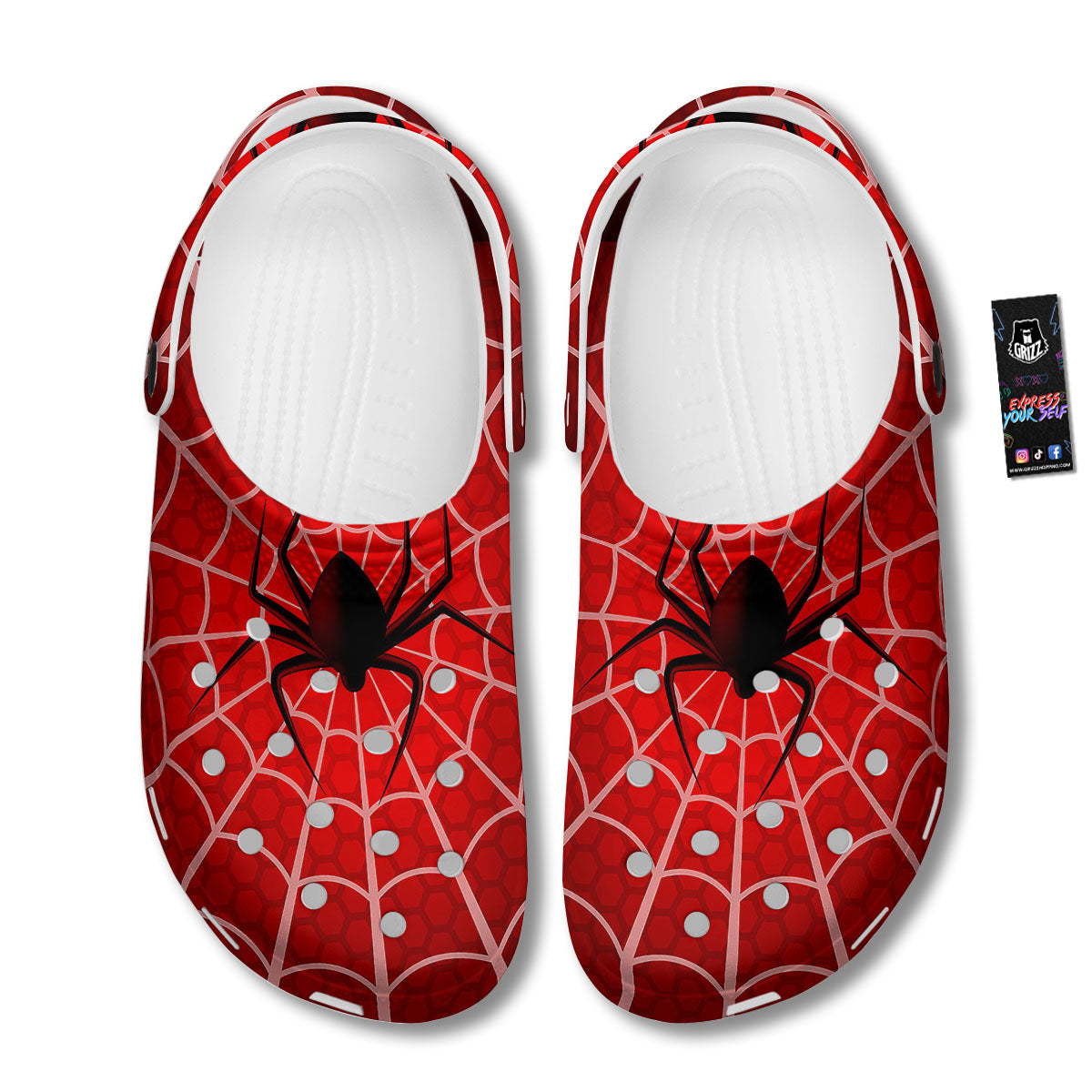 Red Spider Web Cobweb trap Print Clog-grizzshop