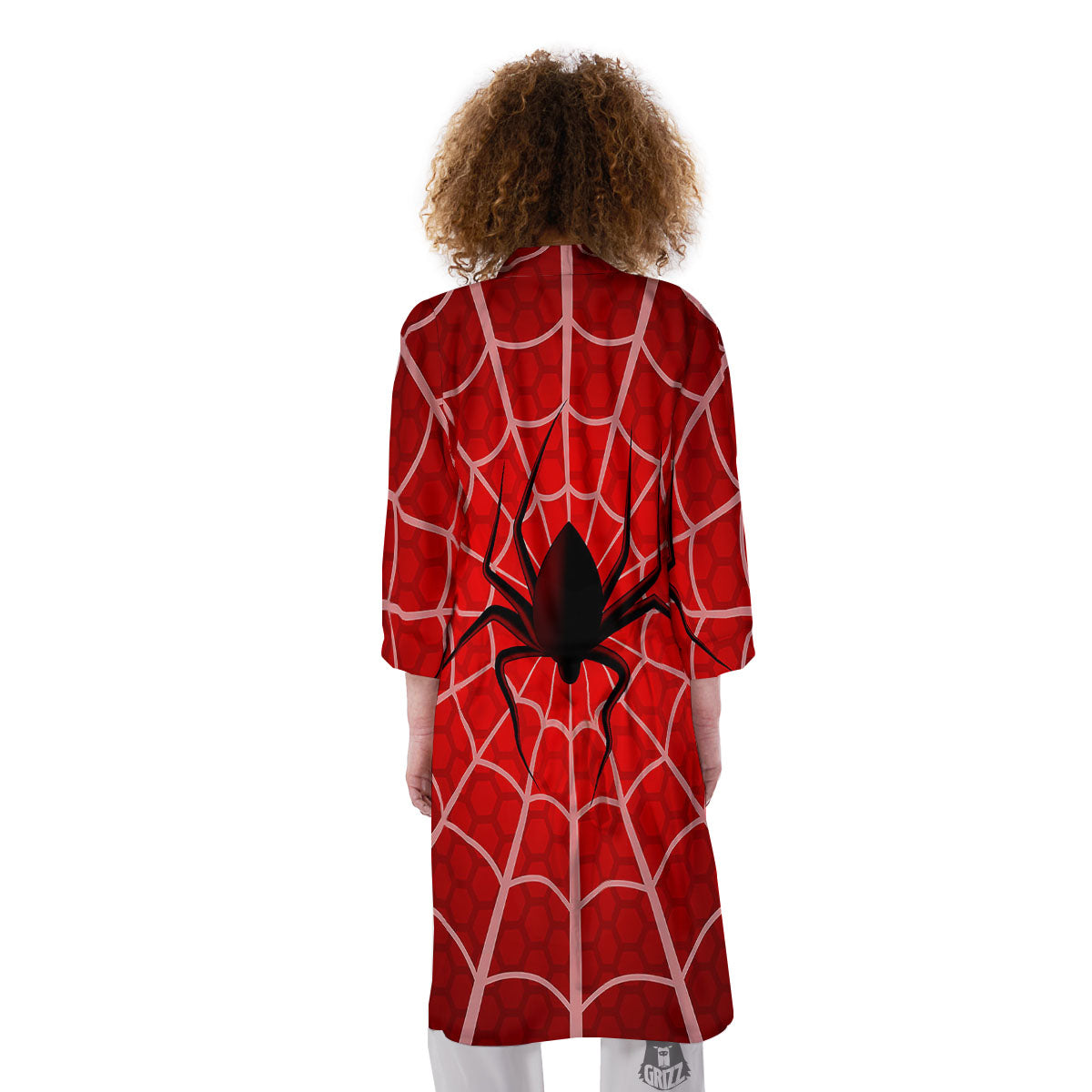 Red Spider Web Cobweb trap Print Kimono-grizzshop