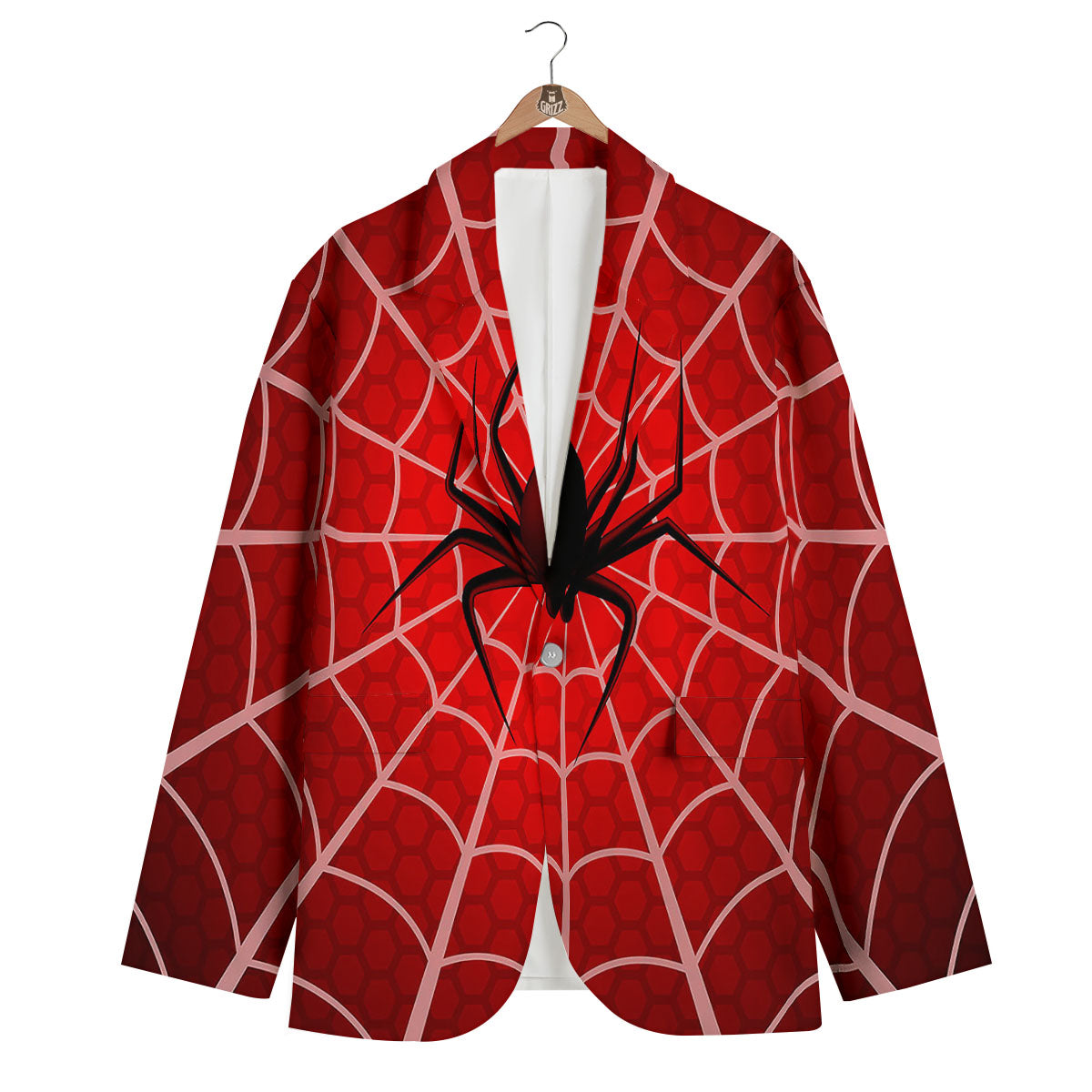 Red Spider Web Cobweb trap Print Men's Blazer-grizzshop
