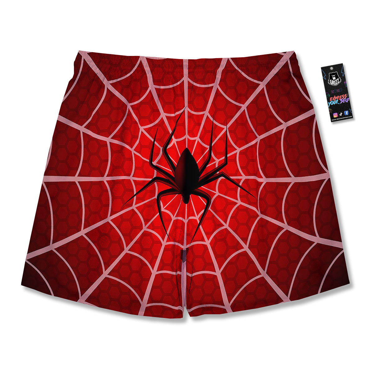 Red Spider Web Cobweb trap Print Men's Running Shorts-grizzshop