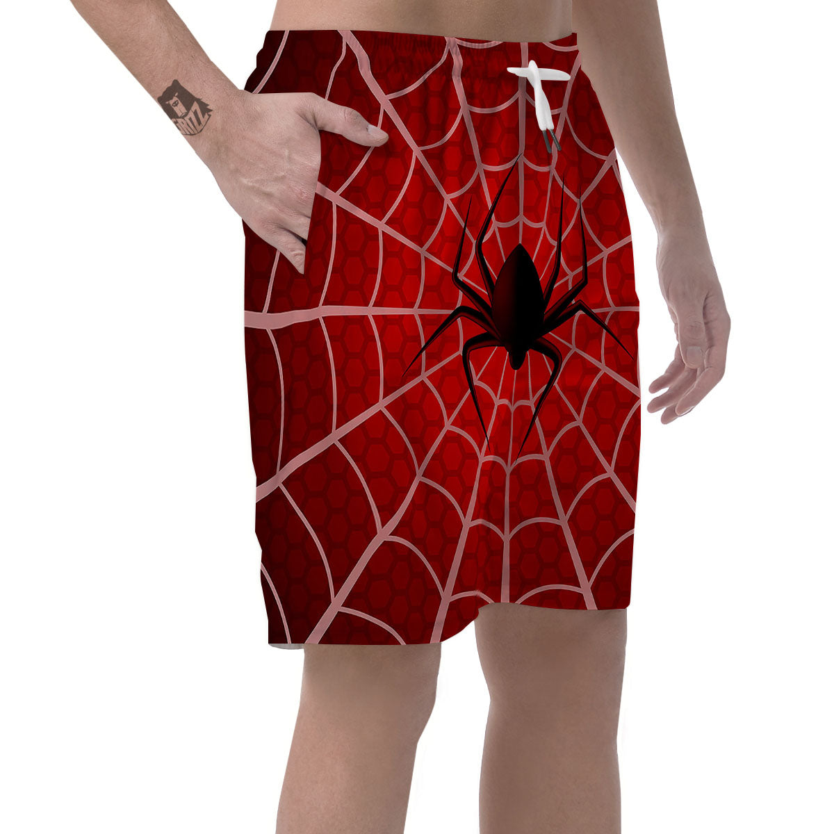 Red Spider Web Cobweb trap Print Men's Shorts-grizzshop
