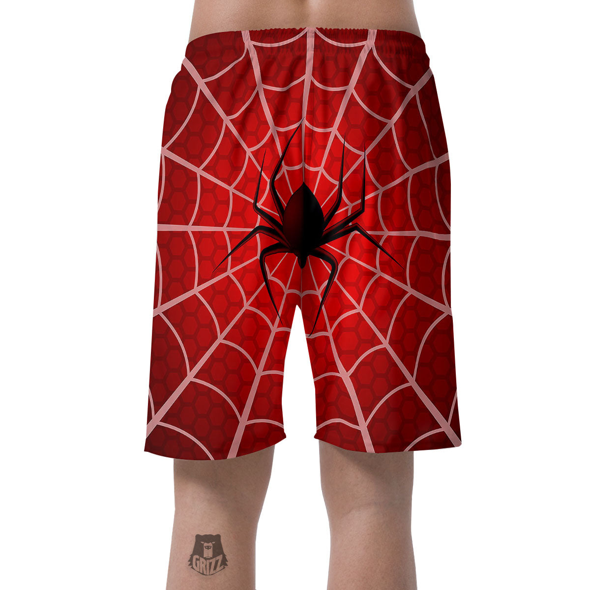 Red Spider Web Cobweb trap Print Men's Shorts-grizzshop
