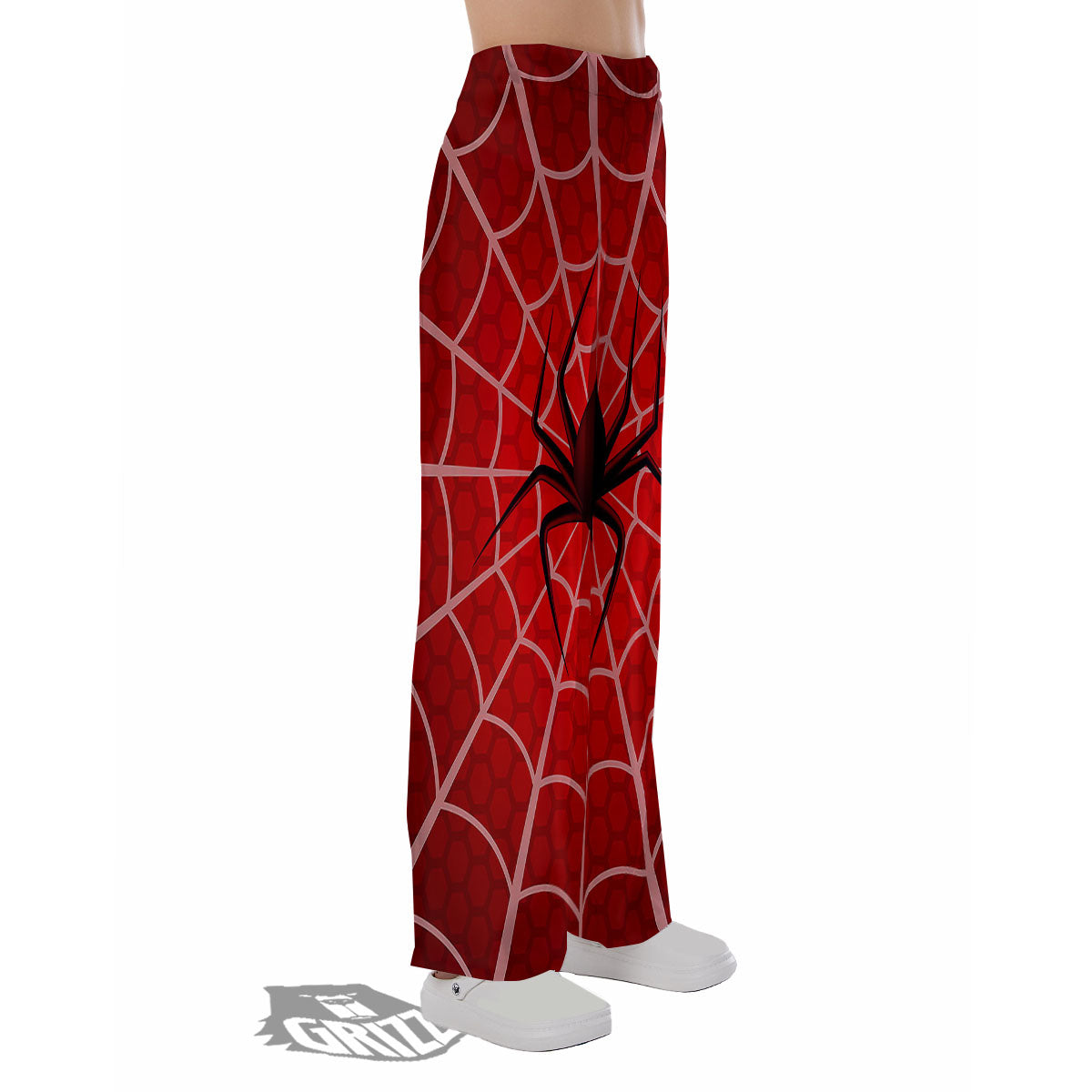 Red Spider Web Cobweb trap Print Pajama Pants-grizzshop
