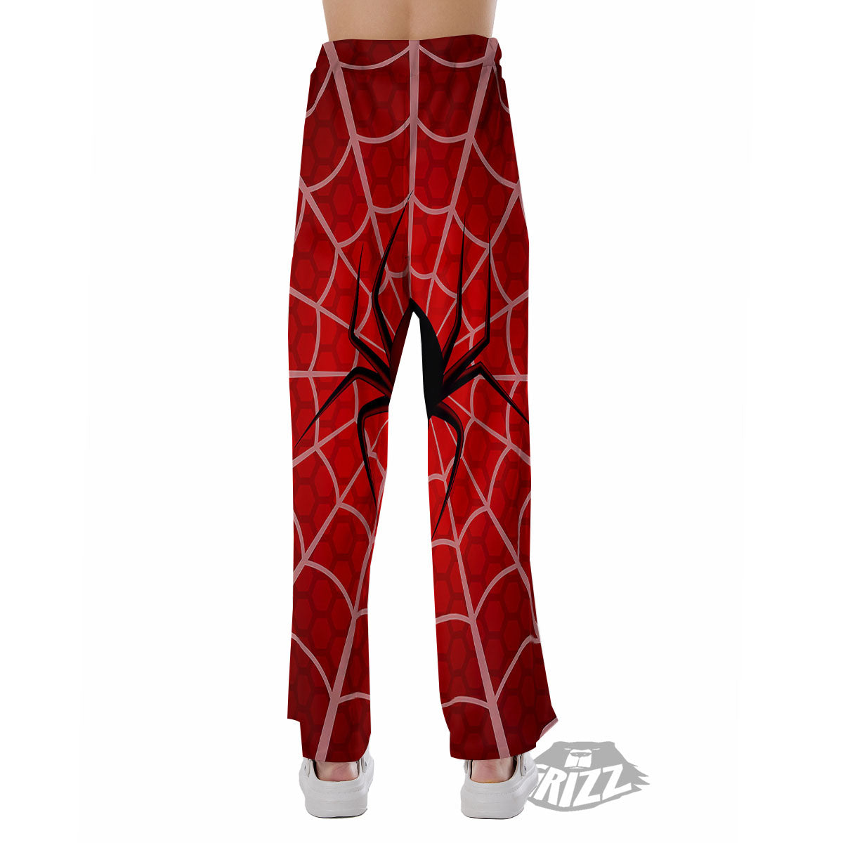 Red Spider Web Cobweb trap Print Pajama Pants-grizzshop