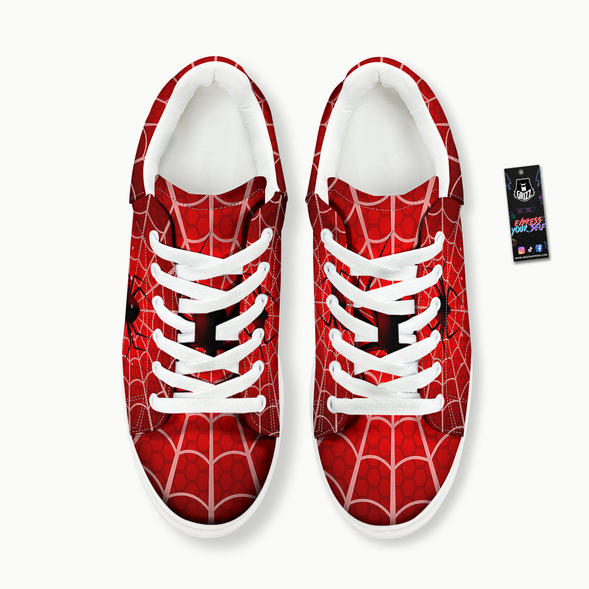 Red Spider Web Cobweb trap Print Platform Shoes-grizzshop