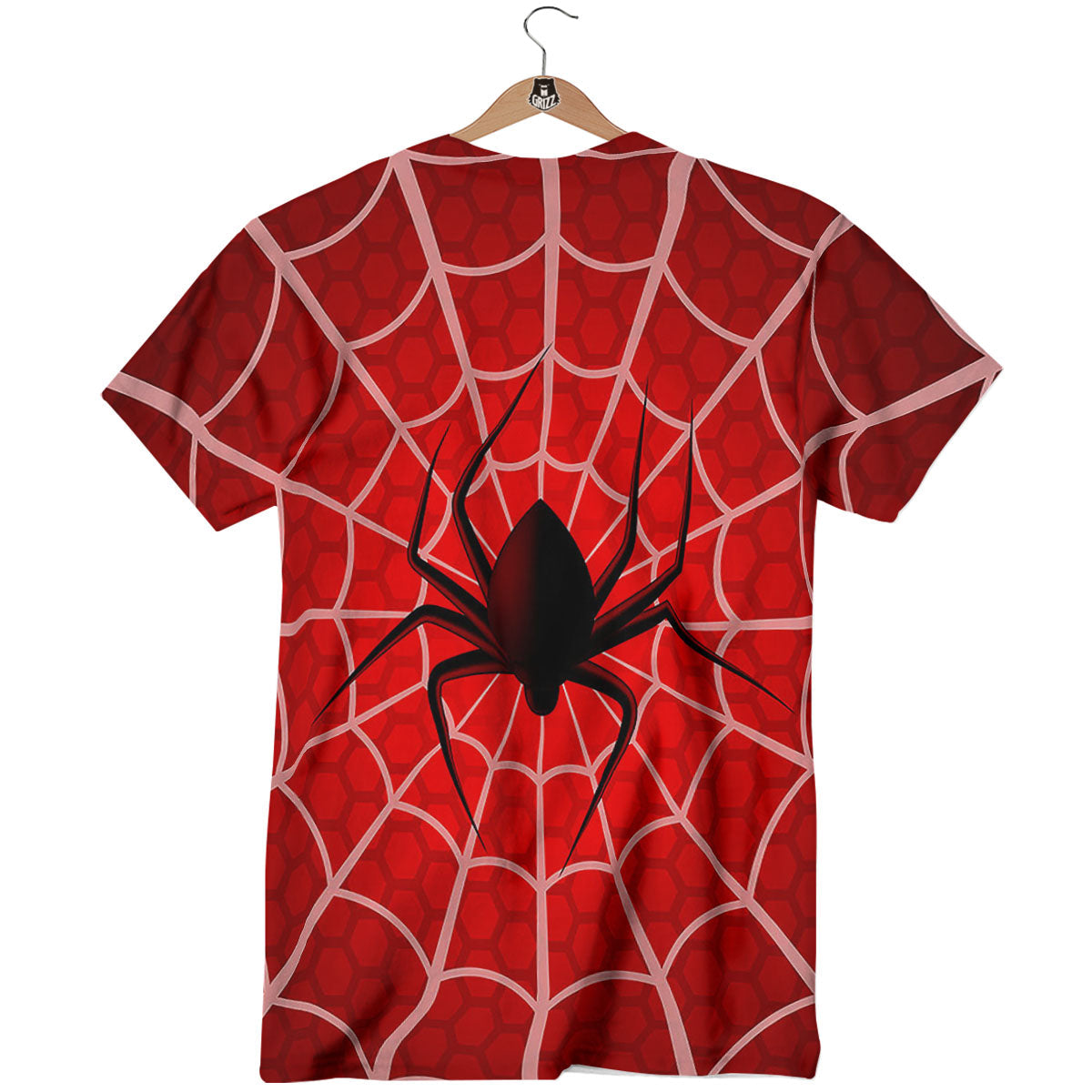 Red Spider Web Cobweb trap Print T-Shirt-grizzshop