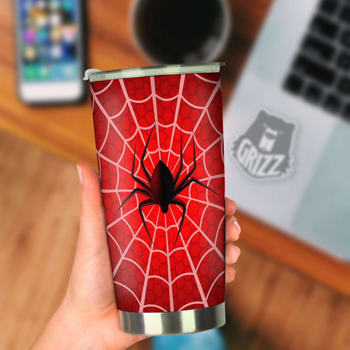 Red Spider Web Cobweb trap Print Tumbler-grizzshop
