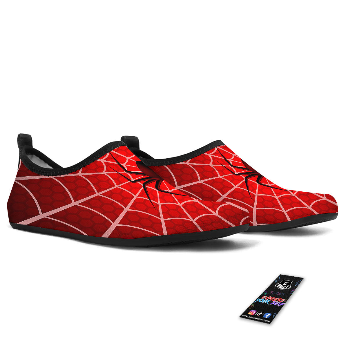 Red Spider Web Cobweb trap Print Water Shoes-grizzshop