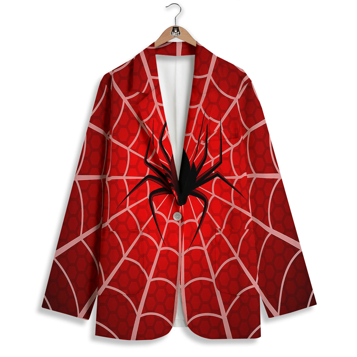 Red Spider Web Cobweb trap Print Women's Blazer-grizzshop