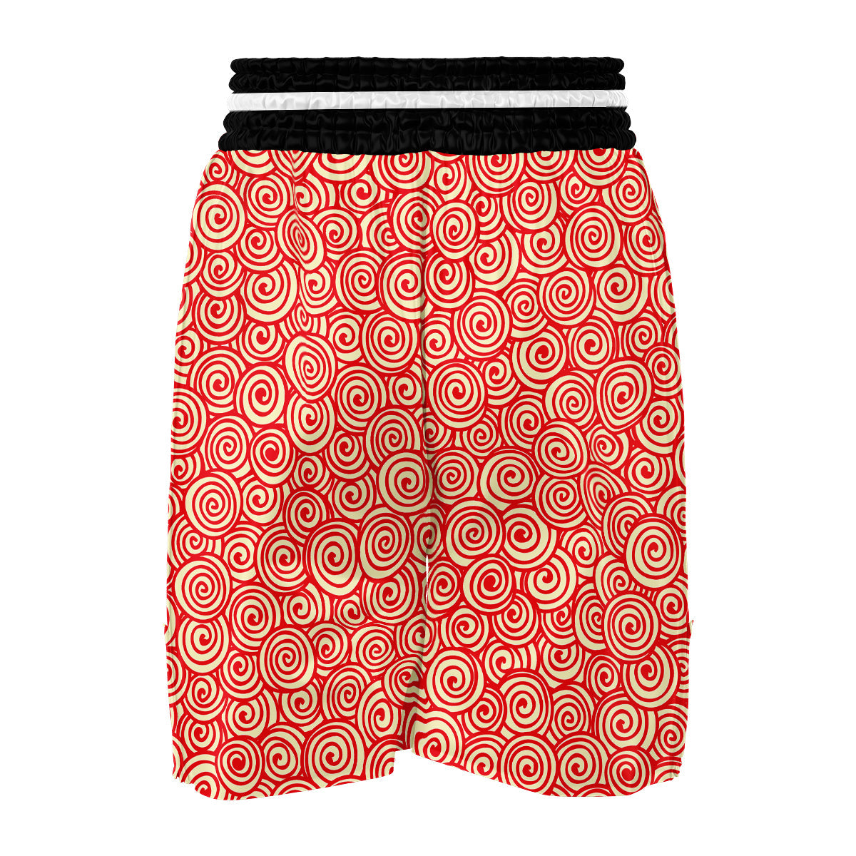 Red Spiral Print Pattern Boxing Shorts-grizzshop