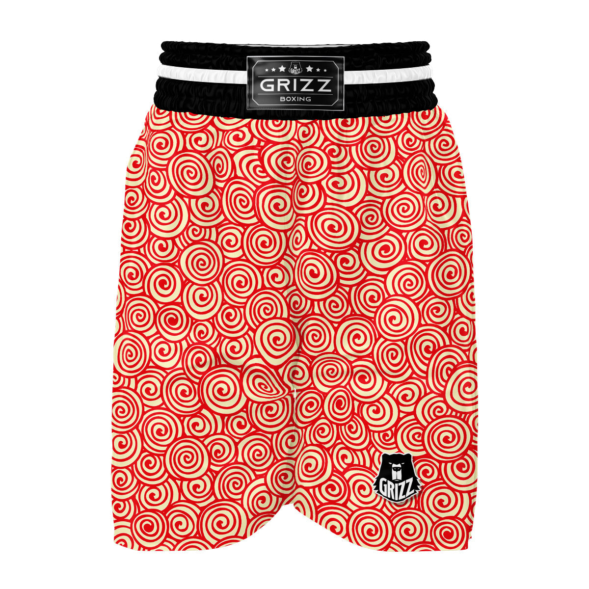 Red Spiral Print Pattern Boxing Shorts-grizzshop