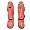 Red Spiral Print Pattern Muay Thai Shin Guards-grizzshop