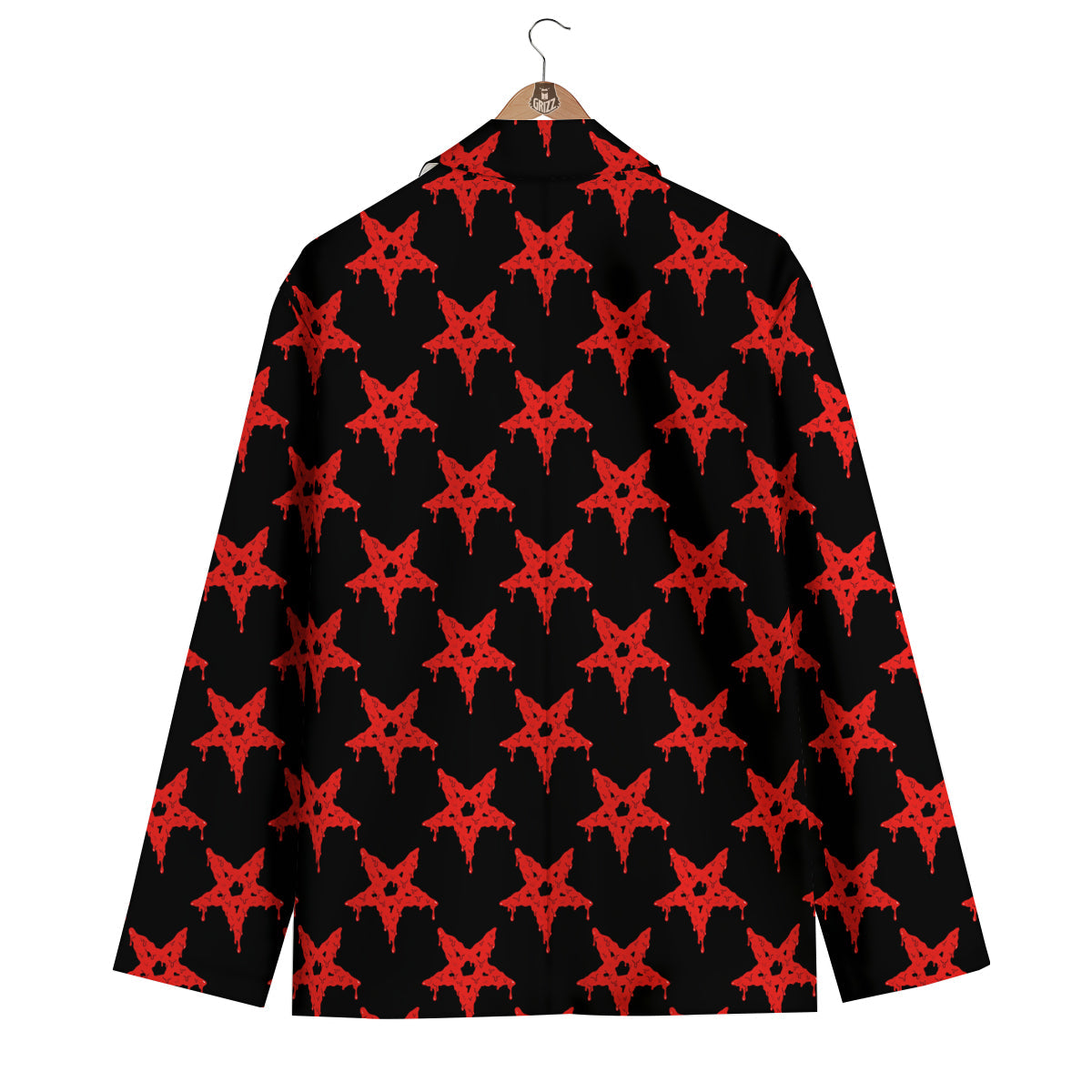 Red Star Demon Pentagram Print Pattern Men's Blazer-grizzshop