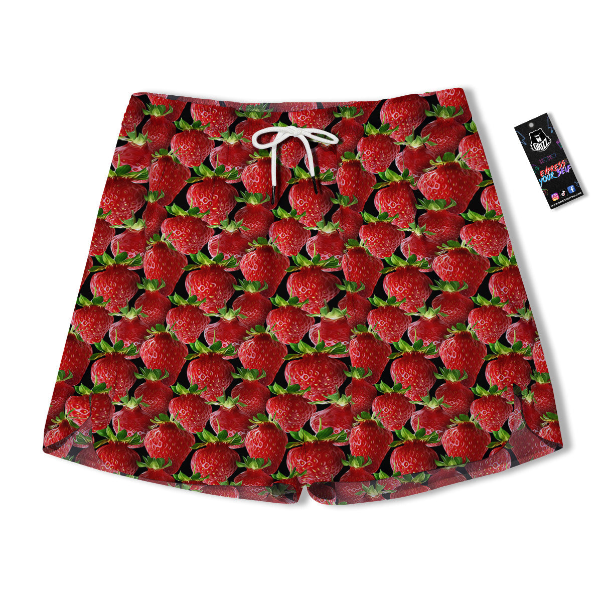 Red Strawberries Ripe Print Pattern Men's Running Shorts-grizzshop