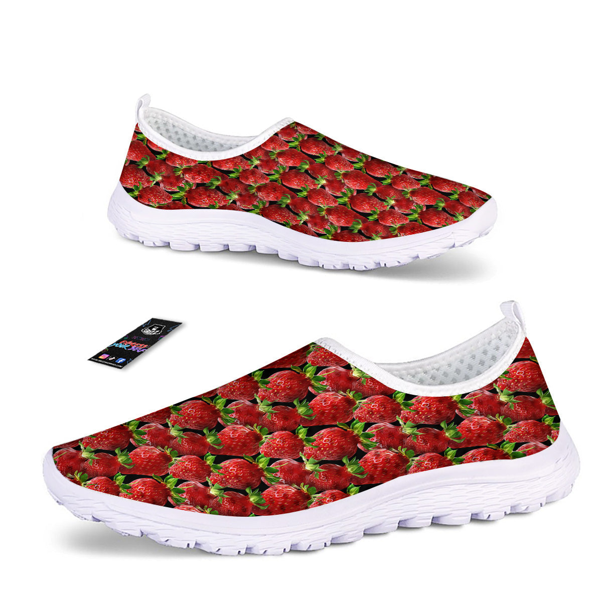 Red Strawberries Ripe Print Pattern Nurse Shoes-grizzshop