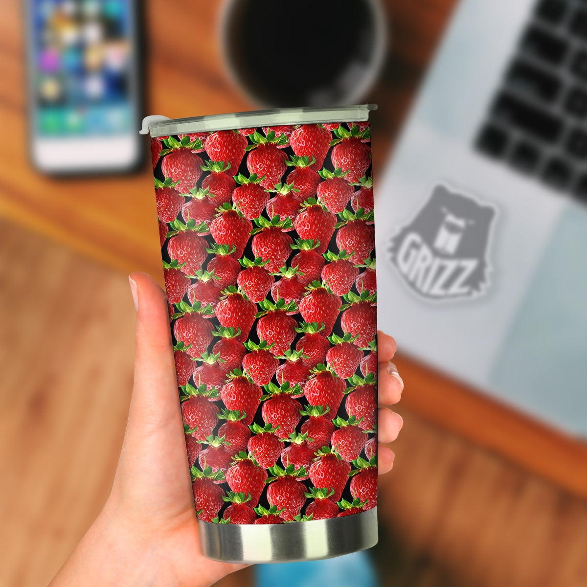 Red Strawberries Ripe Print Pattern Tumbler-grizzshop