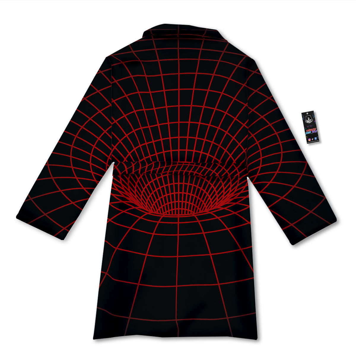 Red Techno Funnel Print Bathrobe-grizzshop