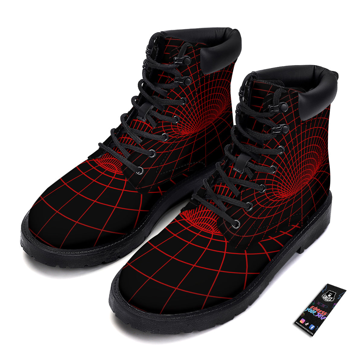 Red Techno Funnel Print Boots-grizzshop