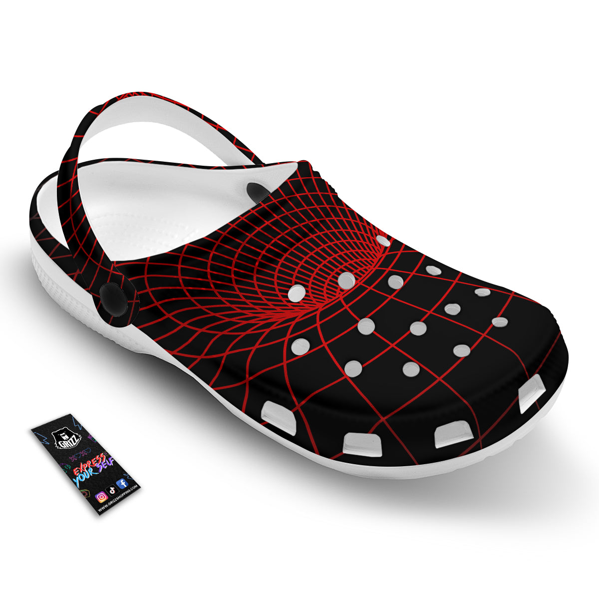 Red Techno Funnel Print Clog-grizzshop