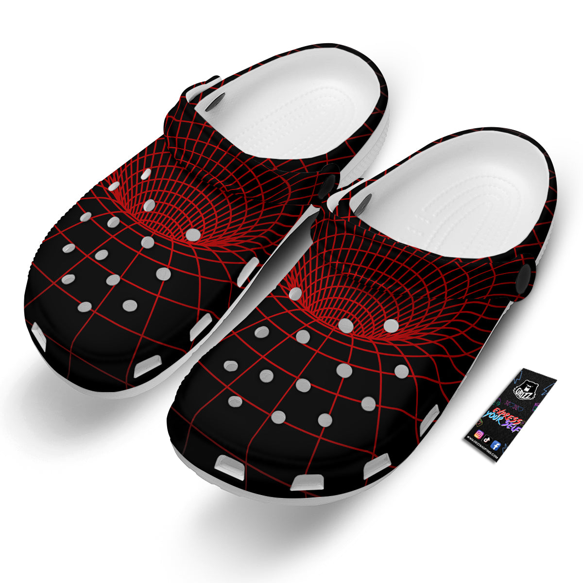 Red Techno Funnel Print Clog-grizzshop