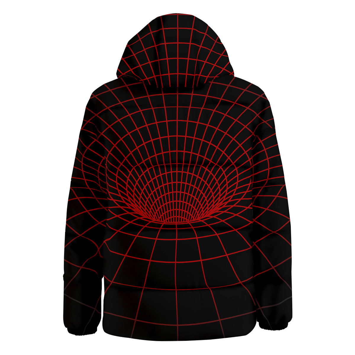 Red Techno Funnel Print Down Jacket-grizzshop