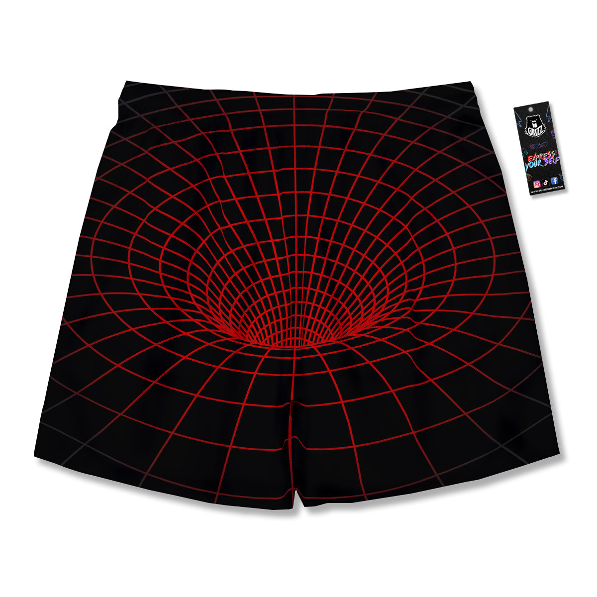 Red Techno Funnel Print Men's Running Shorts-grizzshop