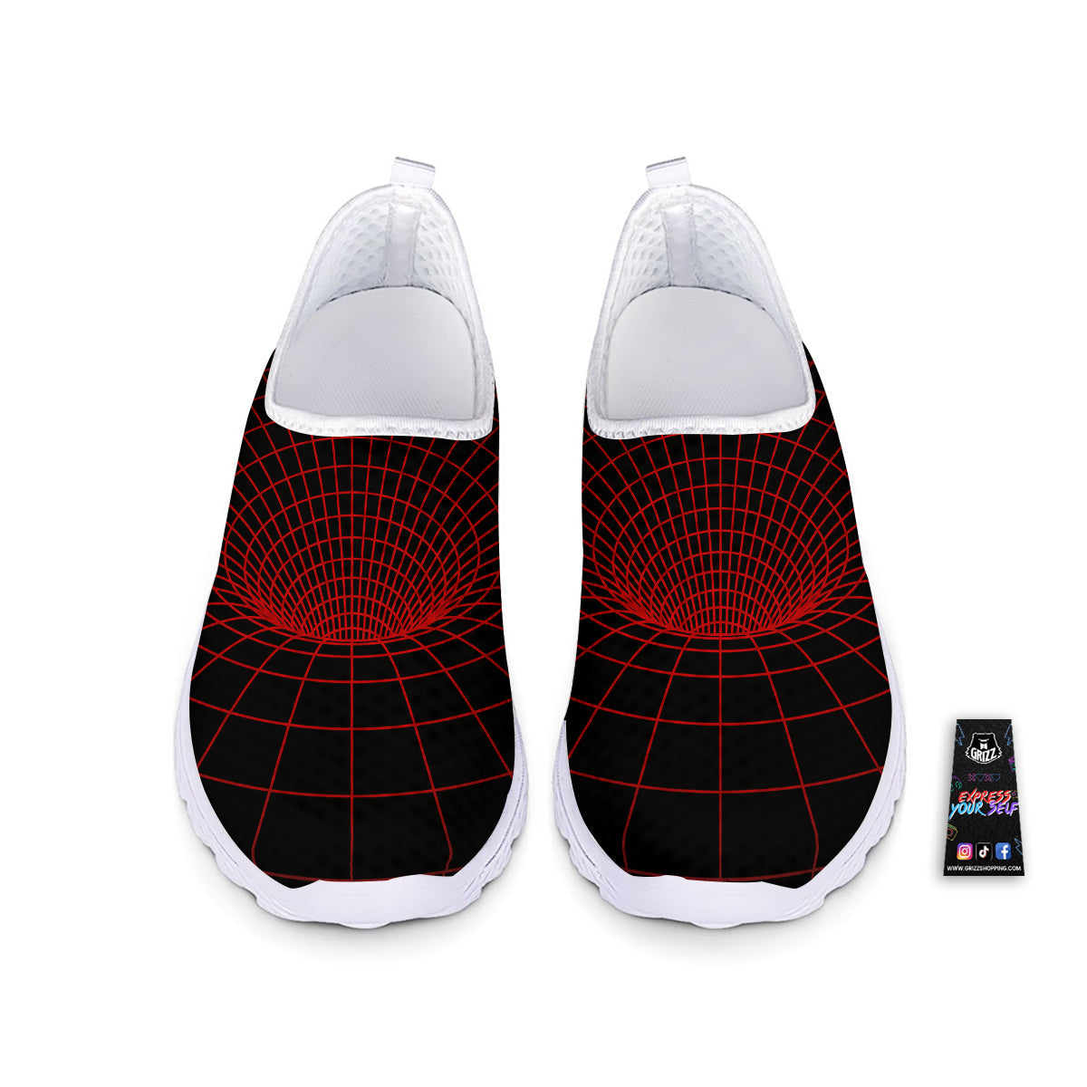 Red Techno Funnel Print Nurse Shoes-grizzshop