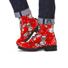 Red Teddy Bear Nurse Leather Boots-grizzshop