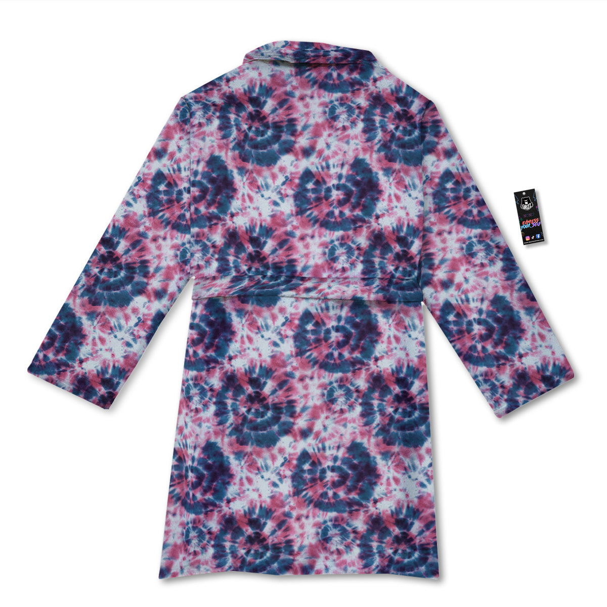 Red Tie Dye Blue Shibori Print Pattern Bathrobe-grizzshop