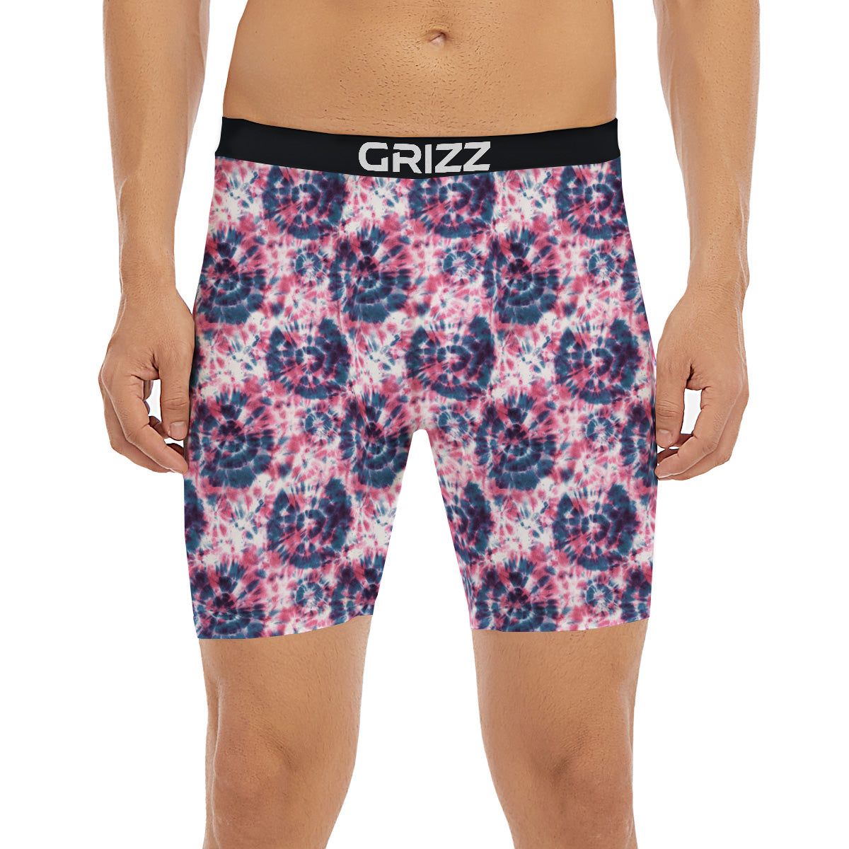 Red Tie Dye Blue Shibori Print Pattern Boxer Briefs-grizzshop