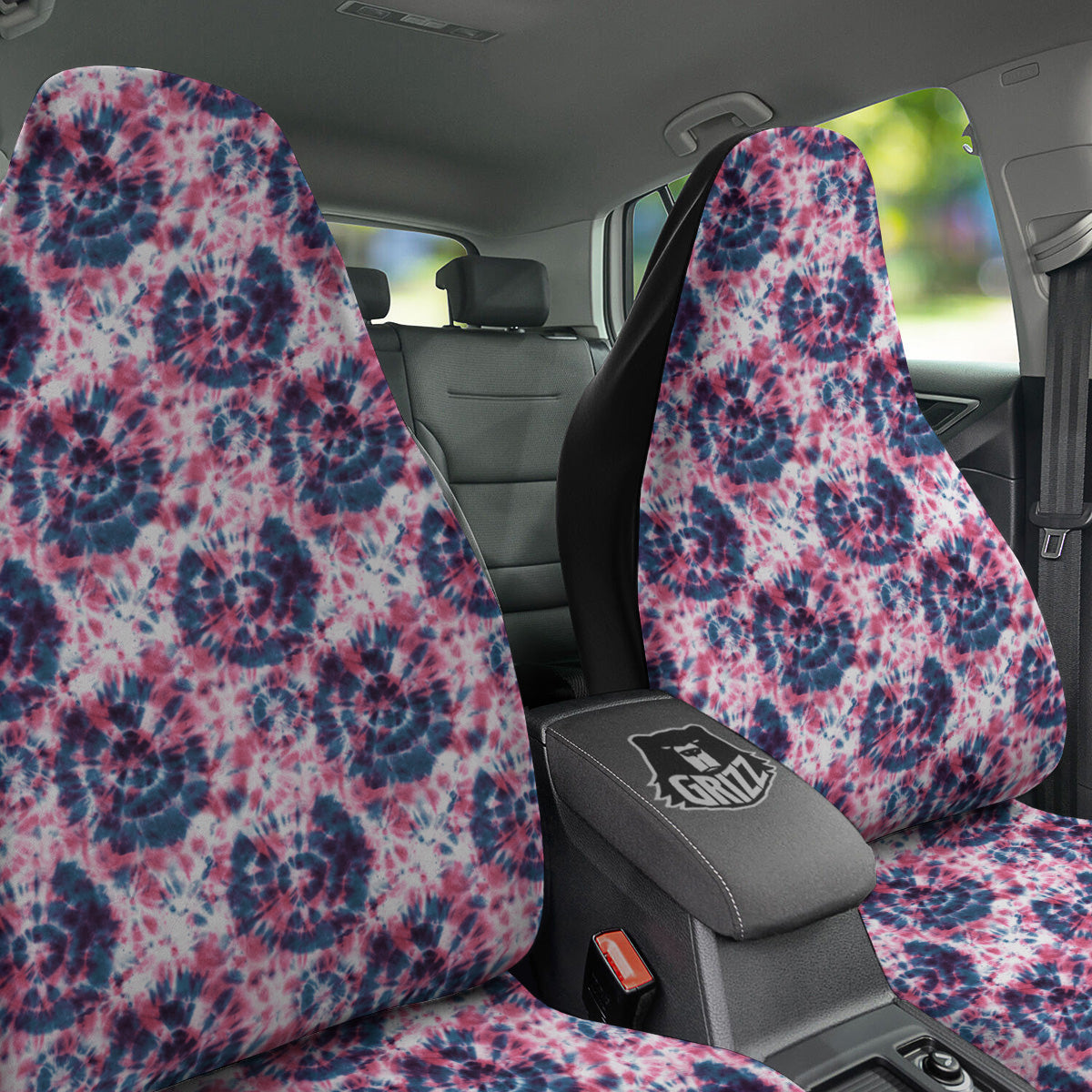 Red Tie Dye Blue Shibori Print Pattern Car Seat Covers-grizzshop