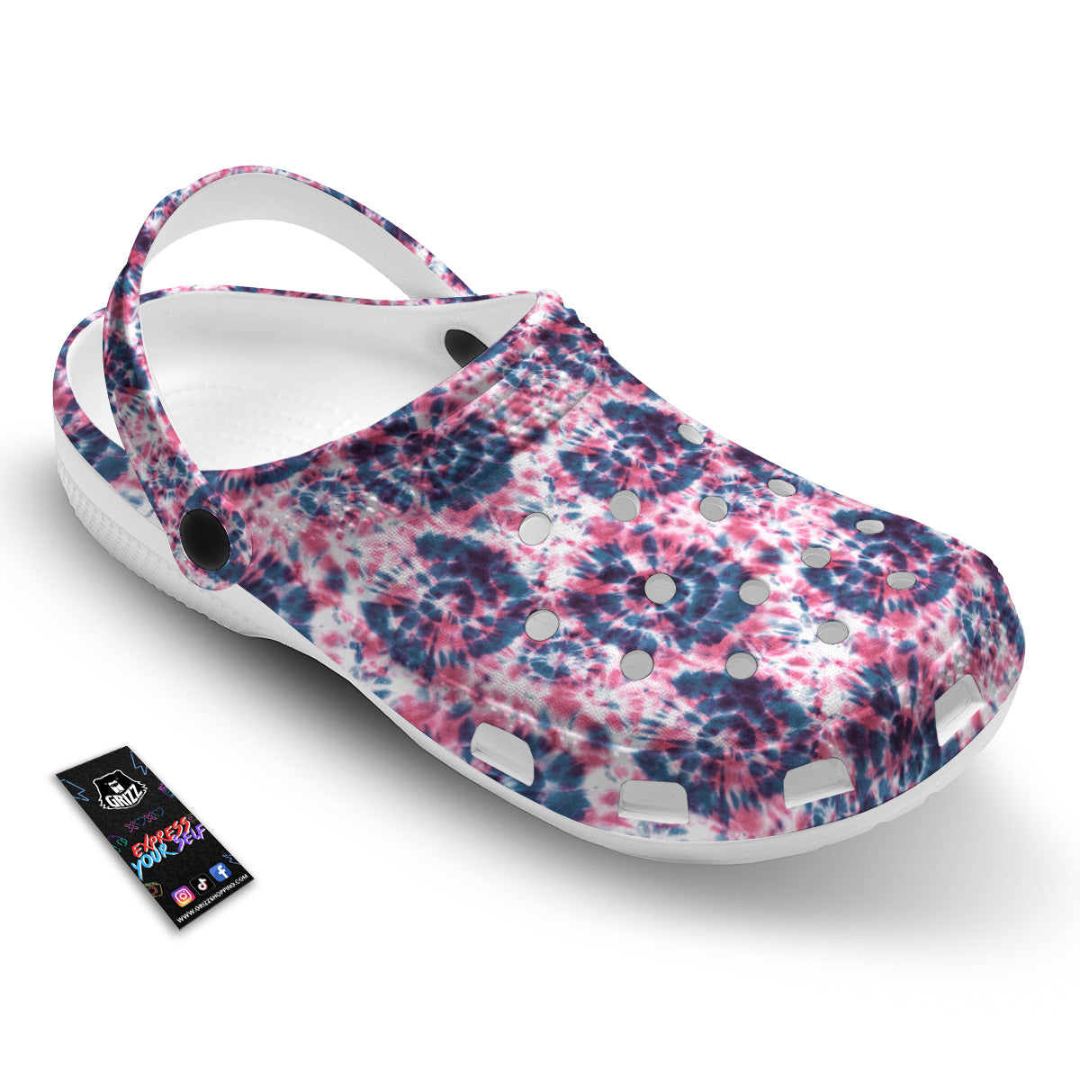 Red Tie Dye Blue Shibori Print Pattern Clog-grizzshop